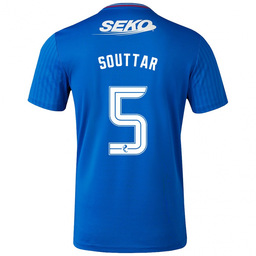 Homme Maillot John Souttar #5 Bleu Tenues Domicile 2023/24 T-Shirt Belgique