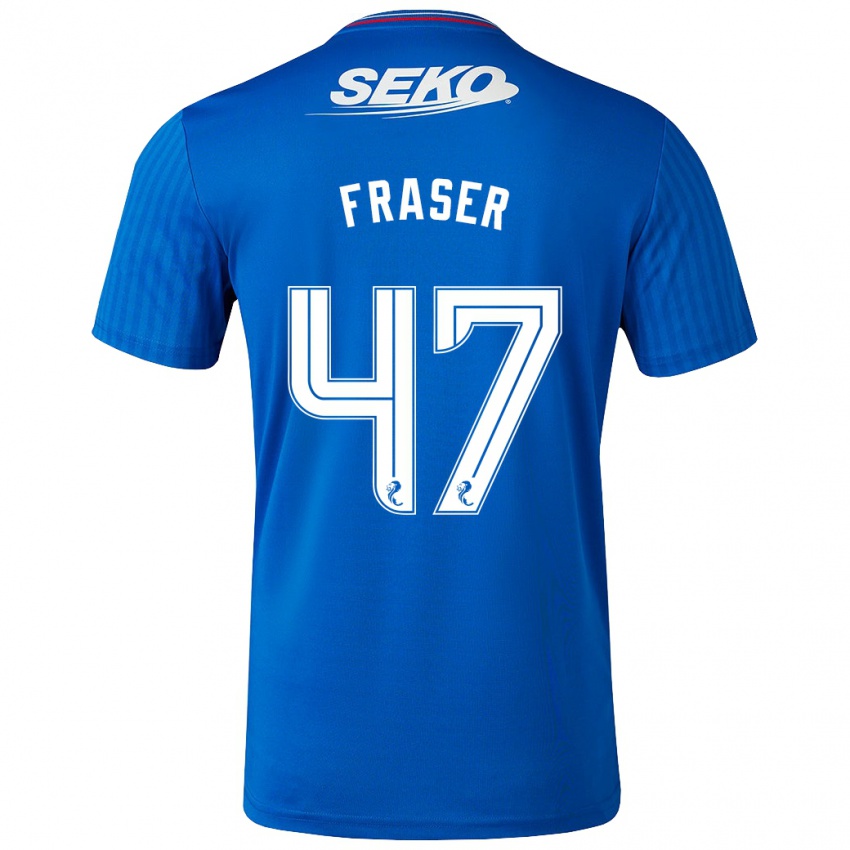 Homme Maillot Robbie Fraser #47 Bleu Tenues Domicile 2023/24 T-Shirt Belgique