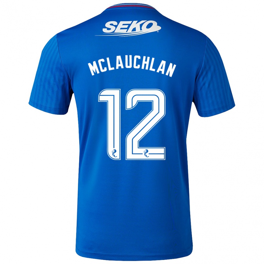 Homme Maillot Rachel Mclauchlan #12 Bleu Tenues Domicile 2023/24 T-Shirt Belgique