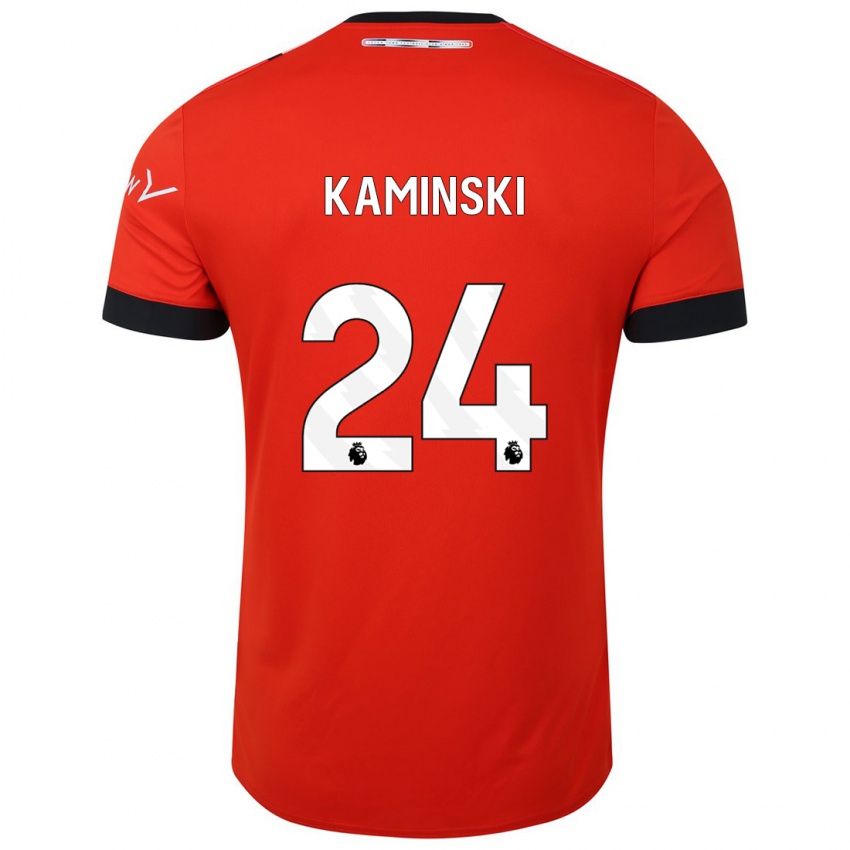 Herren Thomas Kaminski #24 Rot Heimtrikot Trikot 2023/24 T-Shirt Belgien