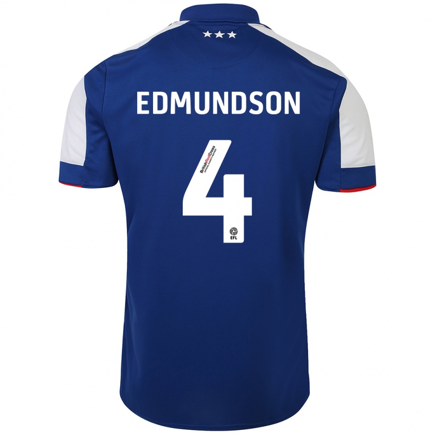 Herren George Edmundson #4 Blau Heimtrikot Trikot 2023/24 T-Shirt Belgien
