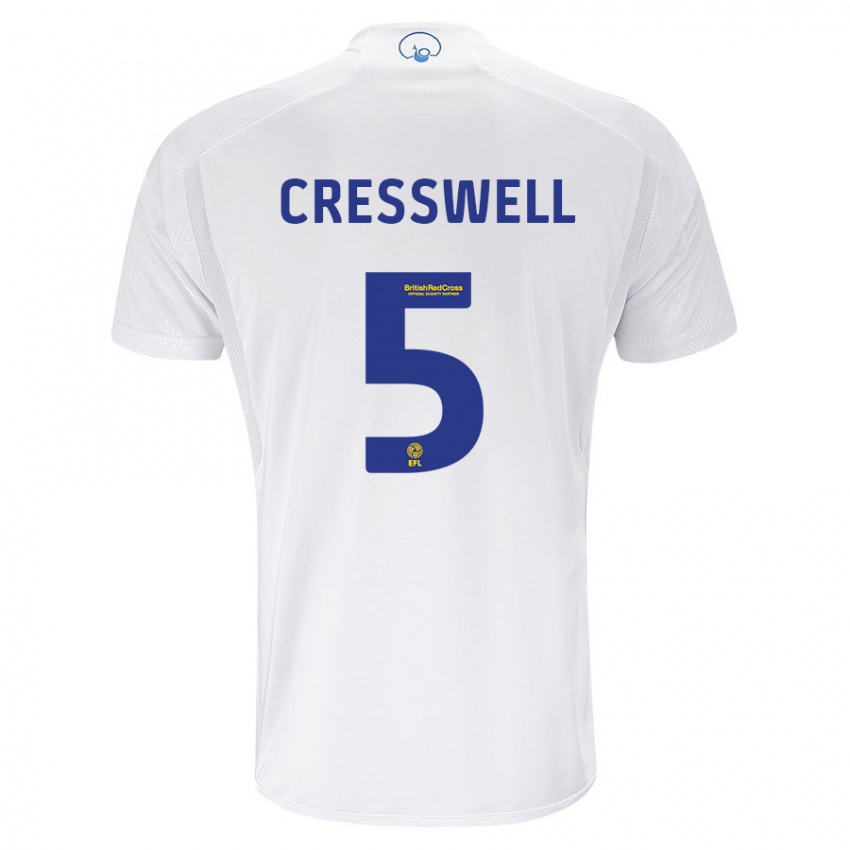 Homme Maillot Charlie Cresswell #5 Blanc Tenues Domicile 2023/24 T-Shirt Belgique