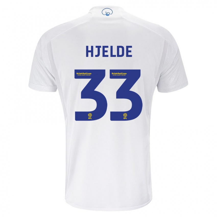 Homme Maillot Leo Fuhr Hjelde #33 Blanc Tenues Domicile 2023/24 T-Shirt Belgique