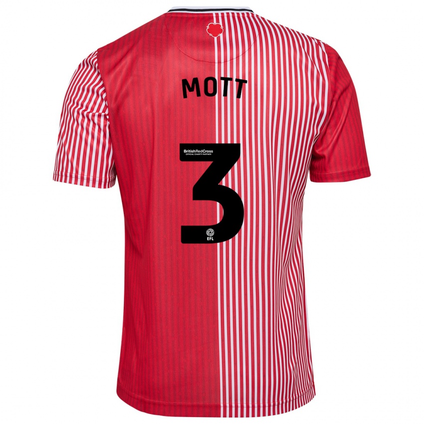 Homme Maillot Millicent Mott #3 Rouge Tenues Domicile 2023/24 T-Shirt Belgique