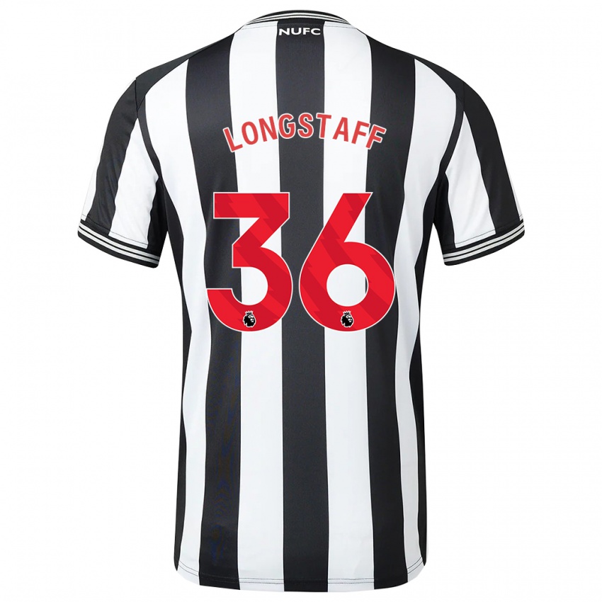 Homme Maillot Sean Longstaff #36 Noir Blanc Tenues Domicile 2023/24 T-Shirt Belgique