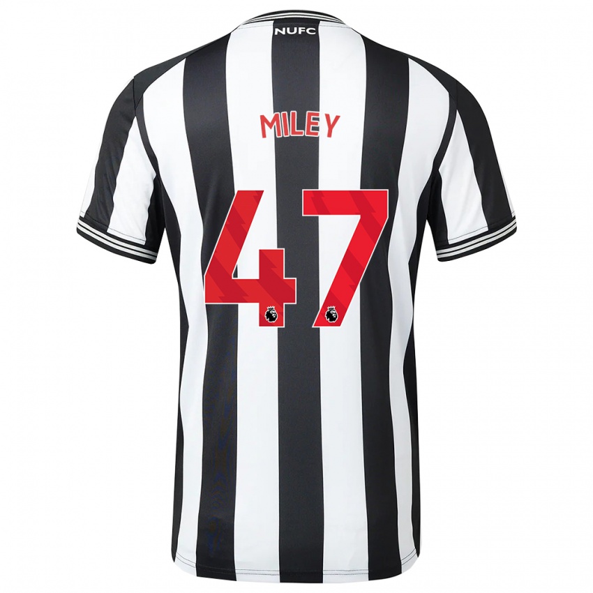 Homme Maillot Jamie Miley #47 Noir Blanc Tenues Domicile 2023/24 T-Shirt Belgique