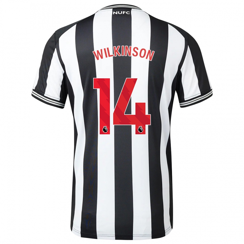 Homme Maillot Sharna Wilkinson #14 Noir Blanc Tenues Domicile 2023/24 T-Shirt Belgique