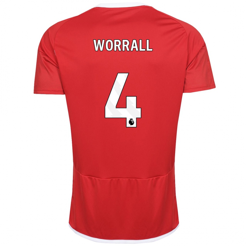 Herren Joe Worrall #4 Rot Heimtrikot Trikot 2023/24 T-Shirt Belgien
