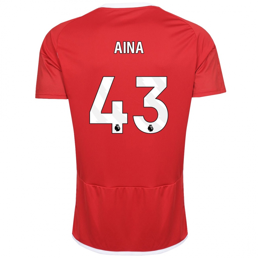 Herren Ola Aina #43 Rot Heimtrikot Trikot 2023/24 T-Shirt Belgien