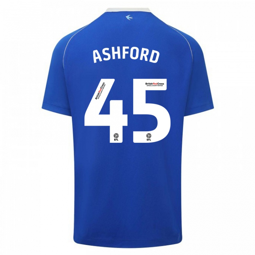 Herren Cian Ashford #45 Blau Heimtrikot Trikot 2023/24 T-Shirt Belgien