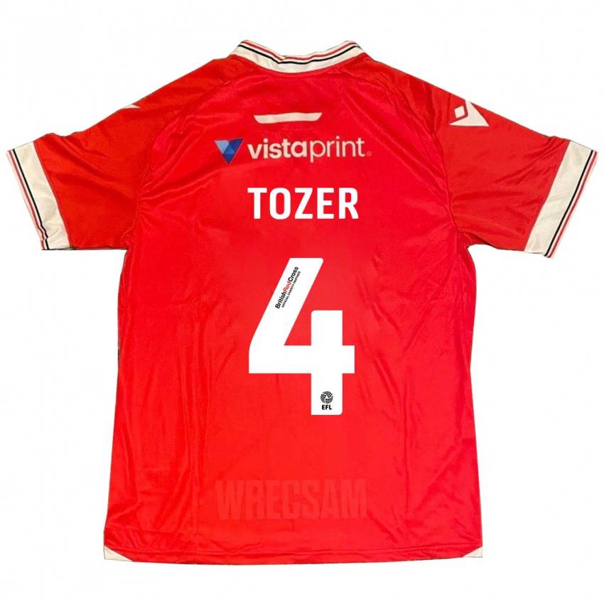 Herren Ben Tozer #4 Rot Heimtrikot Trikot 2023/24 T-Shirt Belgien