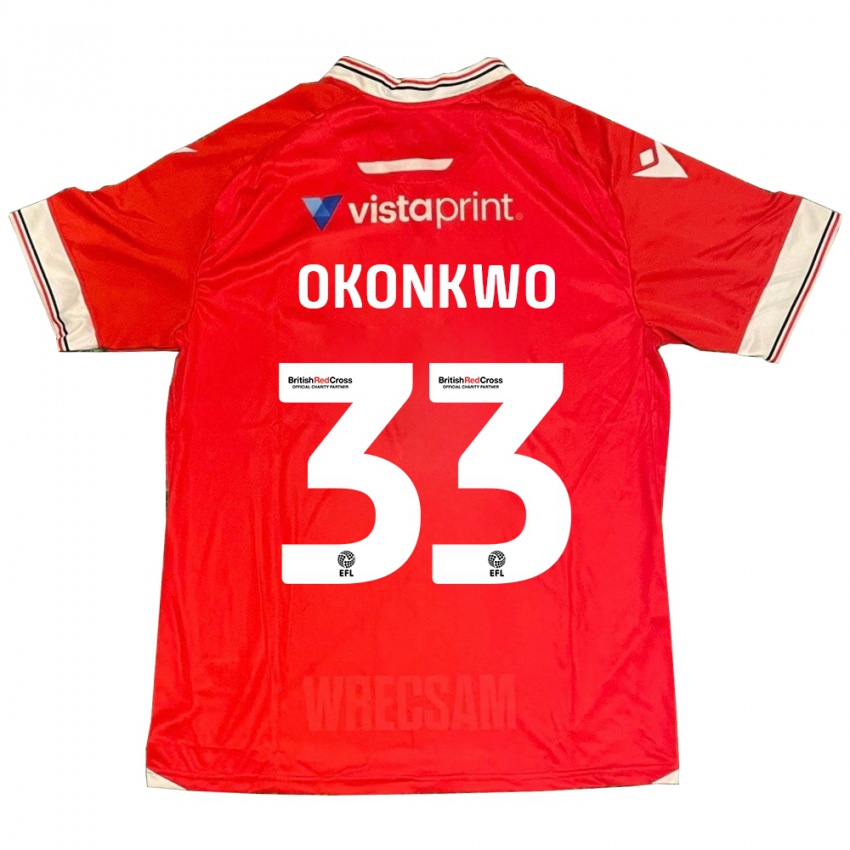 Herren Arthur Okonkwo #33 Rot Heimtrikot Trikot 2023/24 T-Shirt Belgien