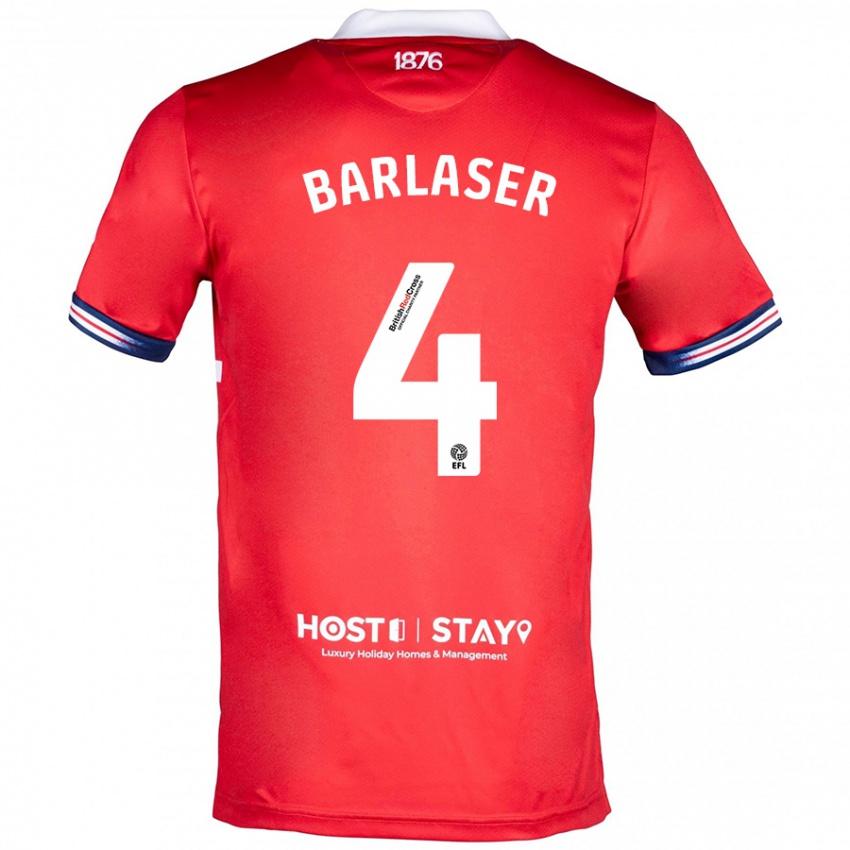 Herren Dan Barlaser #4 Rot Heimtrikot Trikot 2023/24 T-Shirt Belgien