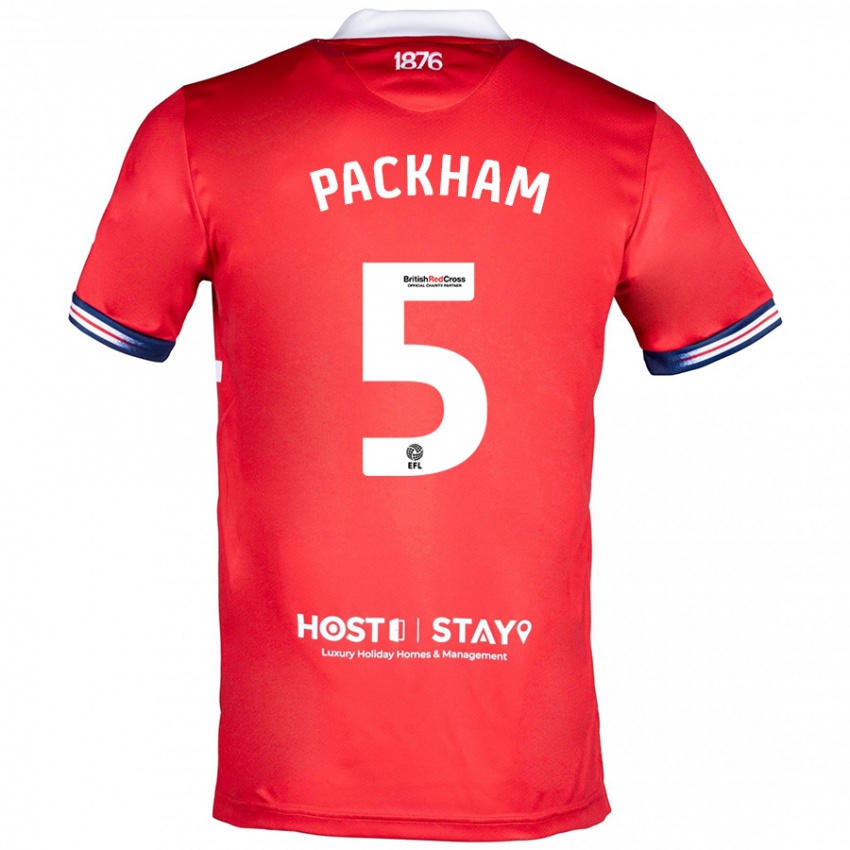 Herren Ellen Packham #5 Rot Heimtrikot Trikot 2023/24 T-Shirt Belgien