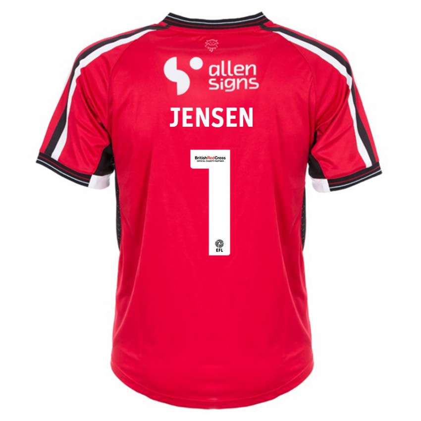 Herren Lukas Jensen #1 Rot Heimtrikot Trikot 2023/24 T-Shirt Belgien