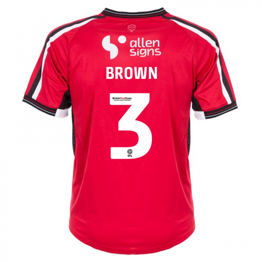 Herren Jaden Brown #3 Rot Heimtrikot Trikot 2023/24 T-Shirt Belgien