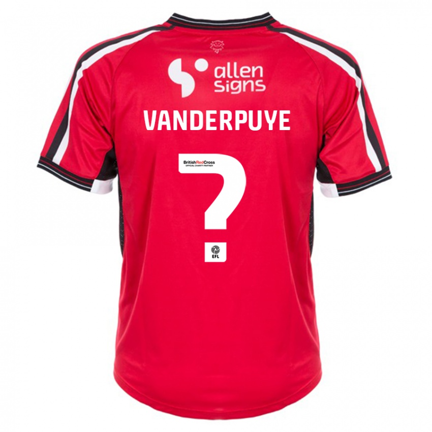Herren Daniel Vanderpuye #0 Rot Heimtrikot Trikot 2023/24 T-Shirt Belgien