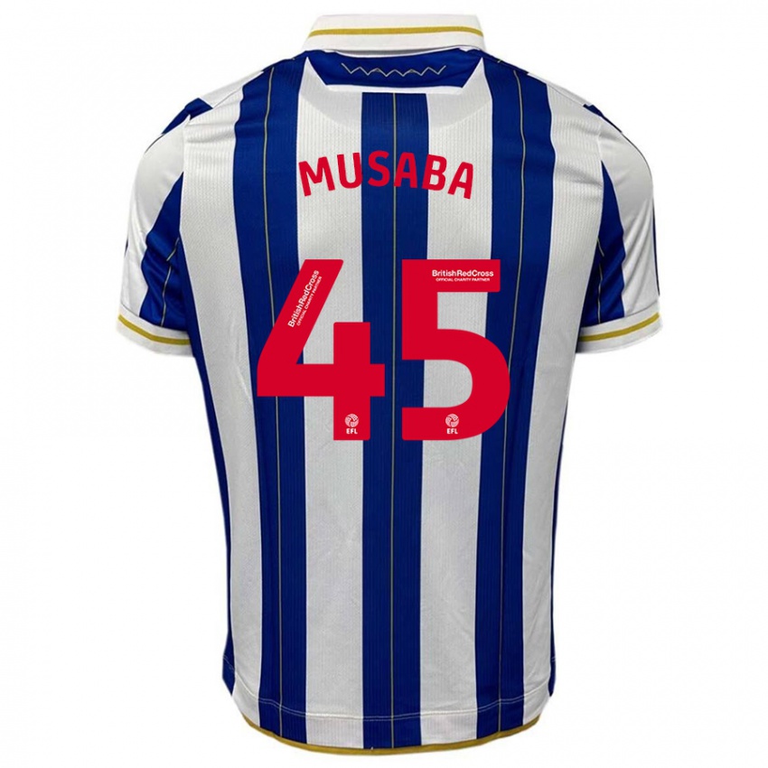 Herren Anthony Musaba #45 Blau Weiss Heimtrikot Trikot 2023/24 T-Shirt Belgien
