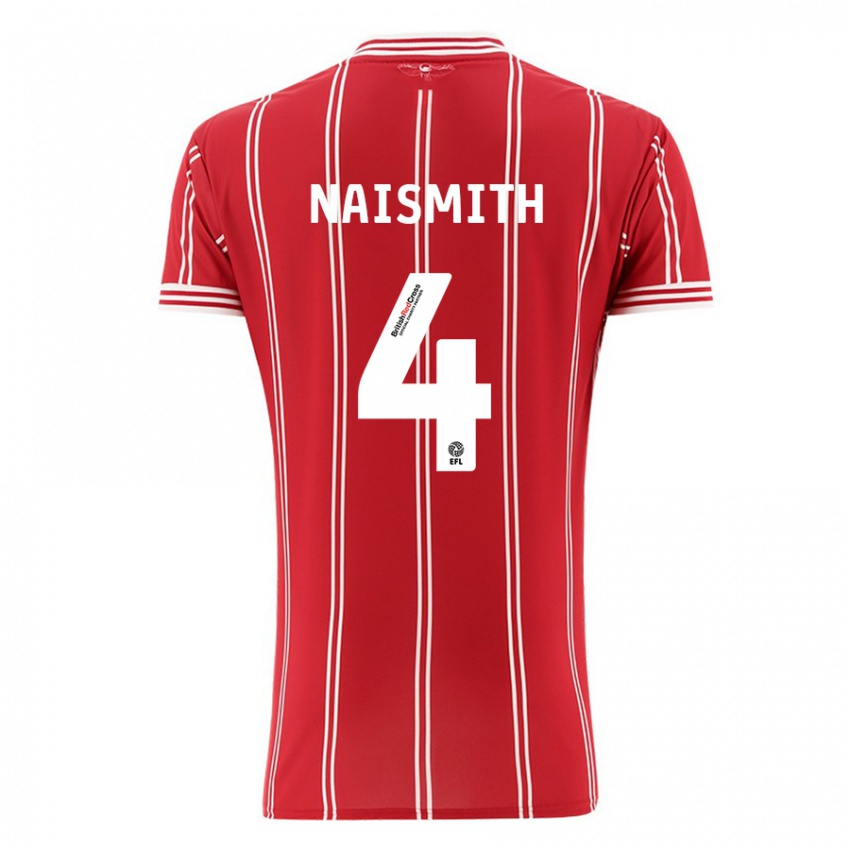 Herren Kal Naismith #4 Rot Heimtrikot Trikot 2023/24 T-Shirt Belgien