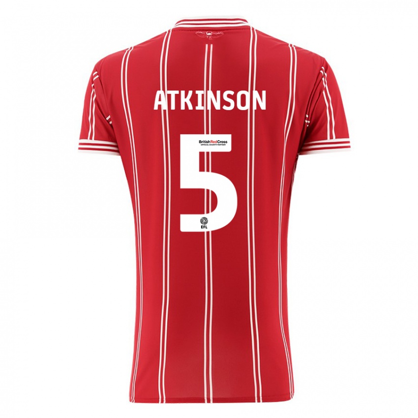 Herren Rob Atkinson #5 Rot Heimtrikot Trikot 2023/24 T-Shirt Belgien