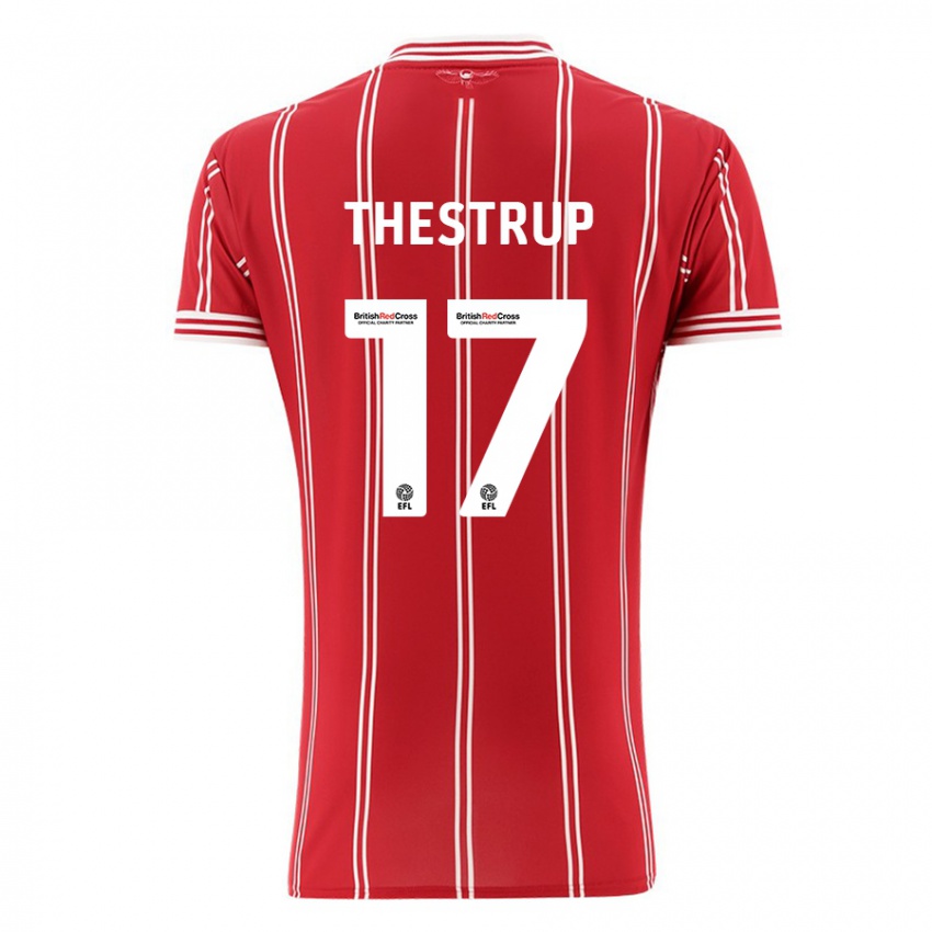 Herren Amalie Thestrup #17 Rot Heimtrikot Trikot 2023/24 T-Shirt Belgien