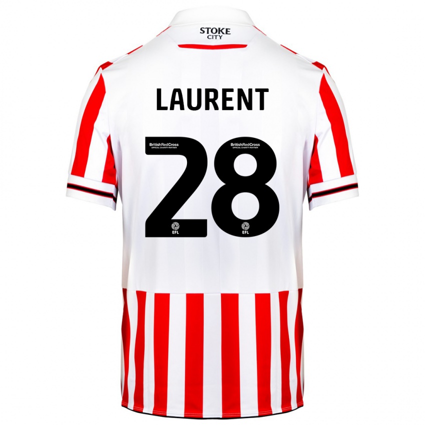 Heren Josh Laurent #28 Rood Wit Thuisshirt Thuistenue 2023/24 T-Shirt België