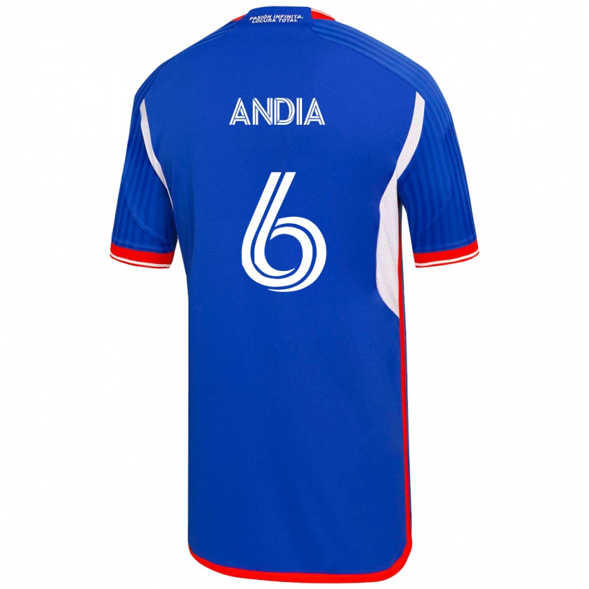 Herren Yonathan Andía #6 Blau Heimtrikot Trikot 2023/24 T-Shirt Belgien