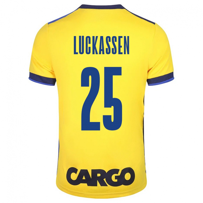 Herren Derrick Luckassen #25 Gelb Heimtrikot Trikot 2023/24 T-Shirt Belgien