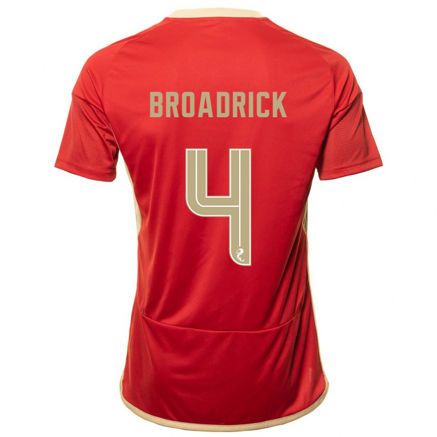 Herren Jessica Broadrick #4 Rot Heimtrikot Trikot 2023/24 T-Shirt Belgien