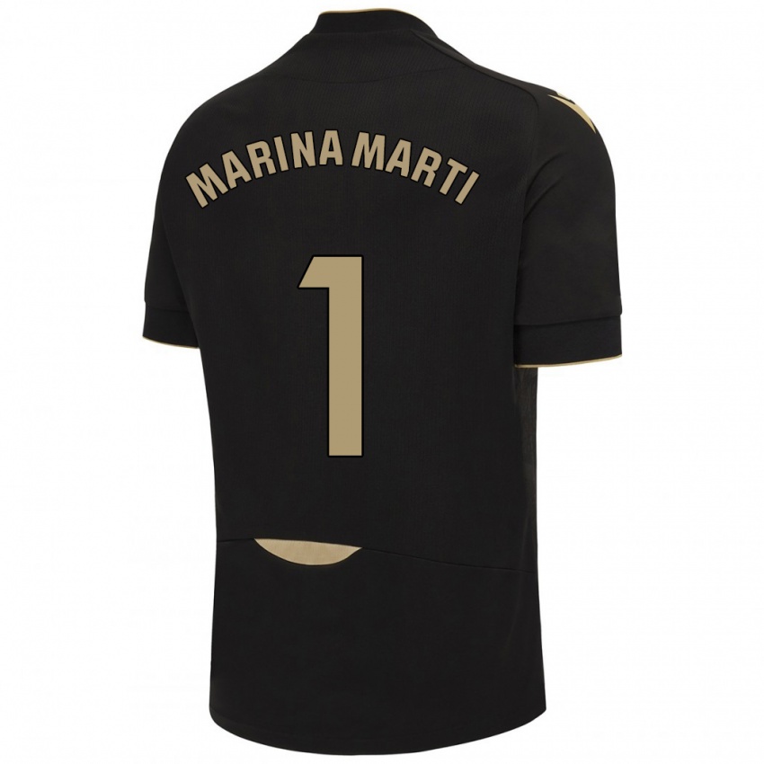 Herren Marina Martí #1 Schwarz Auswärtstrikot Trikot 2023/24 T-Shirt Belgien