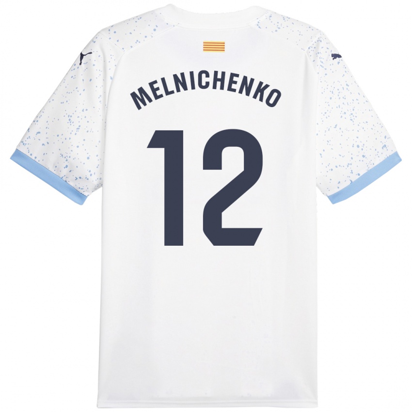 Herren Dmytro Melnichenko #12 Weiß Auswärtstrikot Trikot 2023/24 T-Shirt Belgien