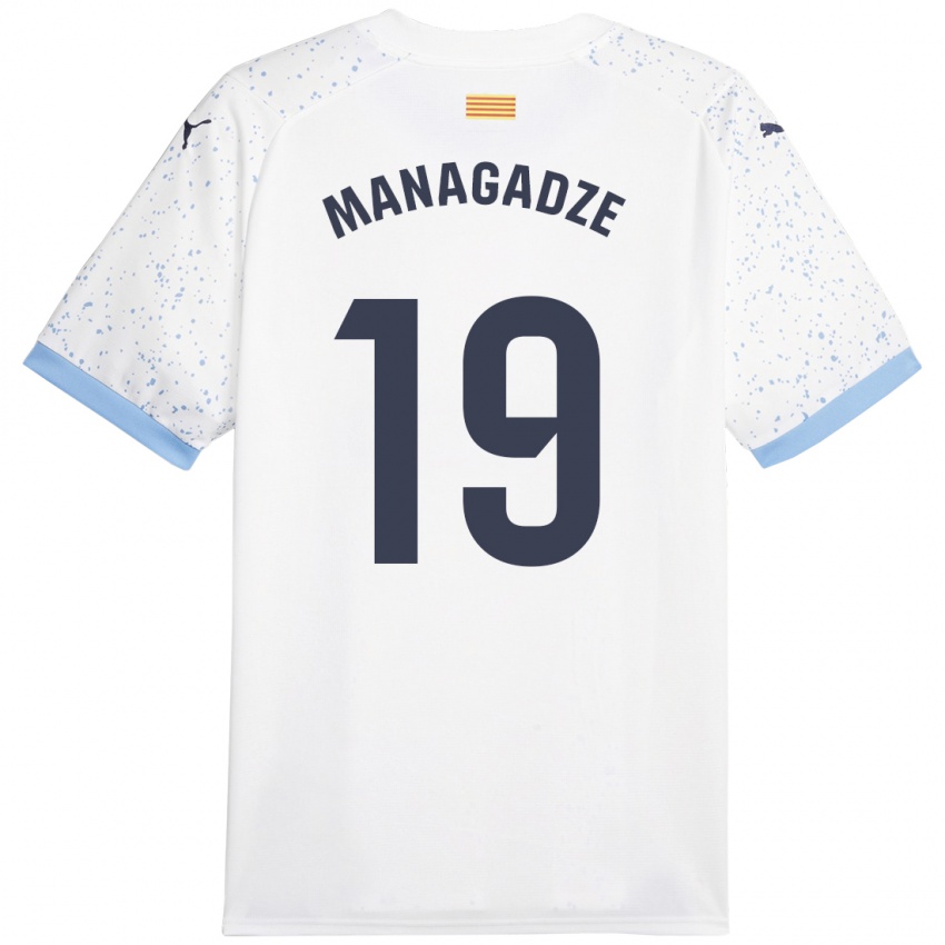 Herren Luka Managadze #19 Weiß Auswärtstrikot Trikot 2023/24 T-Shirt Belgien