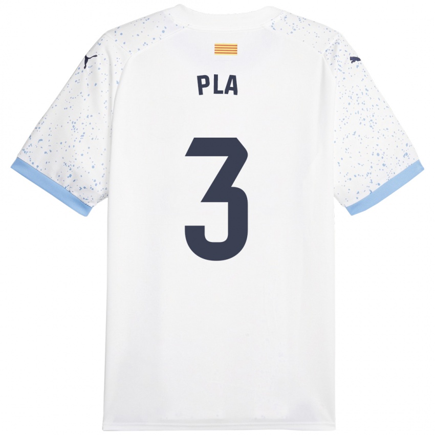 Herren Marta Pla #3 Weiß Auswärtstrikot Trikot 2023/24 T-Shirt Belgien