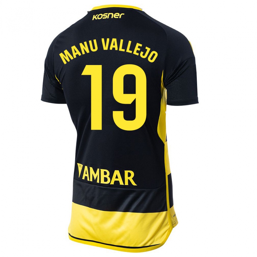Herren Manu Vallejo #19 Schwarz Gelb Auswärtstrikot Trikot 2023/24 T-Shirt Belgien