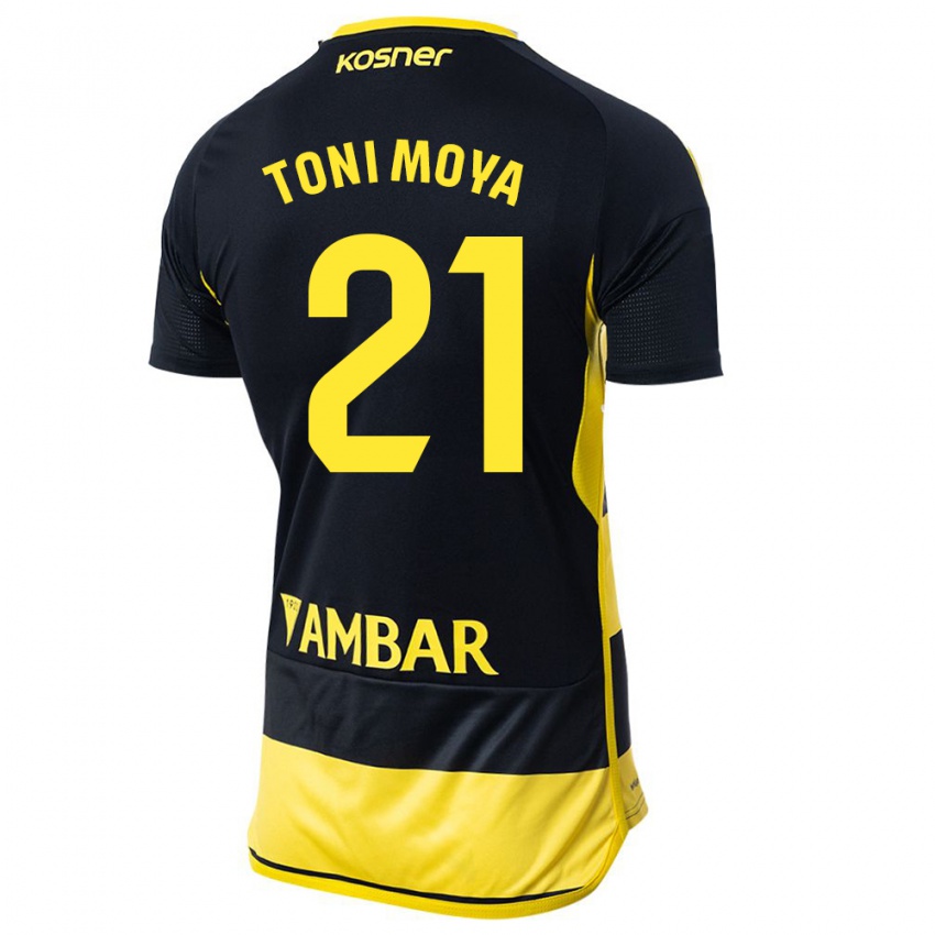 Herren Toni Moya #21 Schwarz Gelb Auswärtstrikot Trikot 2023/24 T-Shirt Belgien