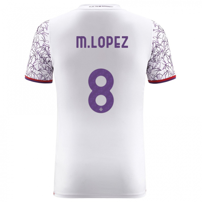 Homme Maillot Maxime Lopez #8 Blanc Tenues Extérieur 2023/24 T-Shirt Belgique