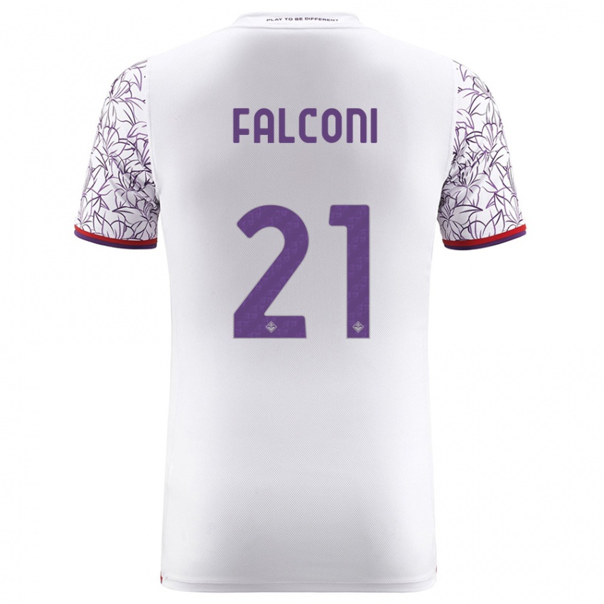 Homme Maillot Niccolo Falconi #21 Blanc Tenues Extérieur 2023/24 T-Shirt Belgique
