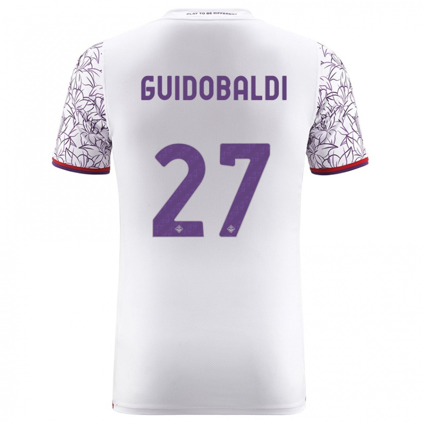 Homme Maillot Filippo Guidobaldi #27 Blanc Tenues Extérieur 2023/24 T-Shirt Belgique