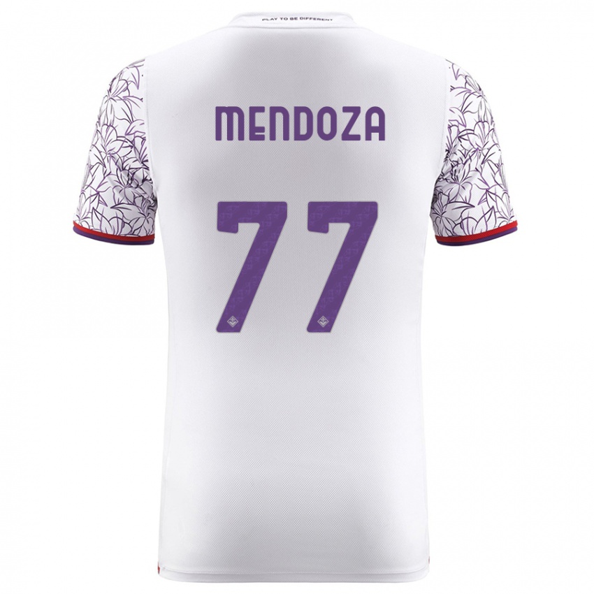 Herren William Mendoza #77 Weiß Auswärtstrikot Trikot 2023/24 T-Shirt Belgien