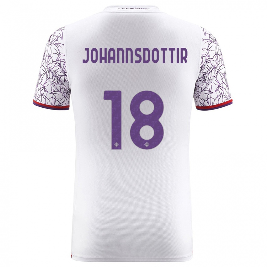 Herren Alexandra Johannsdottir #18 Weiß Auswärtstrikot Trikot 2023/24 T-Shirt Belgien