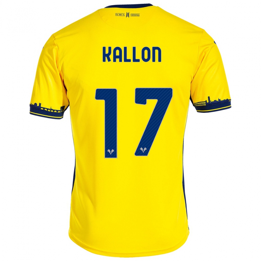 Herren Yayah Kallon #17 Gelb Auswärtstrikot Trikot 2023/24 T-Shirt Belgien
