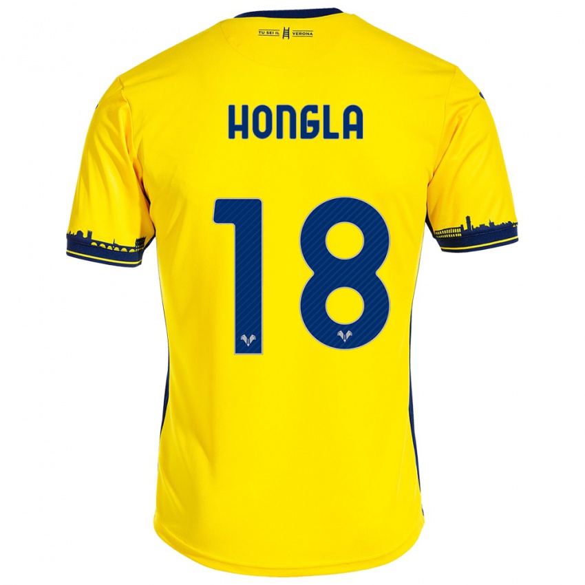 Herren Martin Hongla #18 Gelb Auswärtstrikot Trikot 2023/24 T-Shirt Belgien