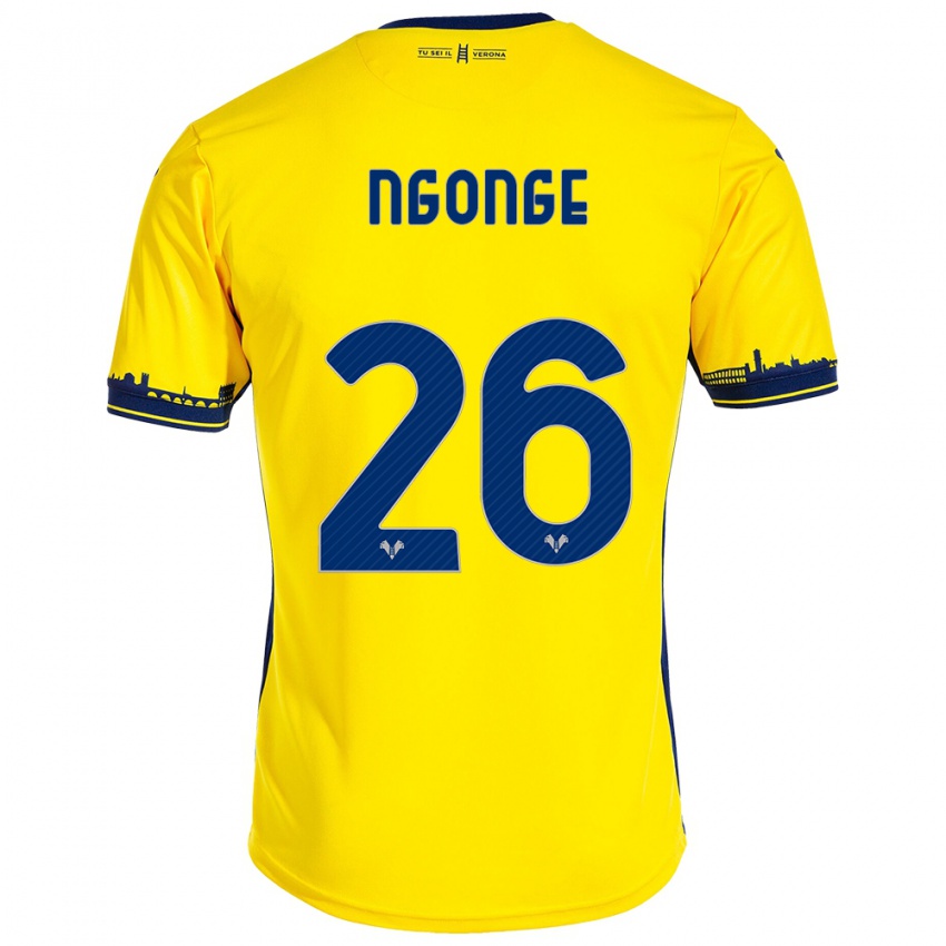 Herren Cyril Ngonge #26 Gelb Auswärtstrikot Trikot 2023/24 T-Shirt Belgien