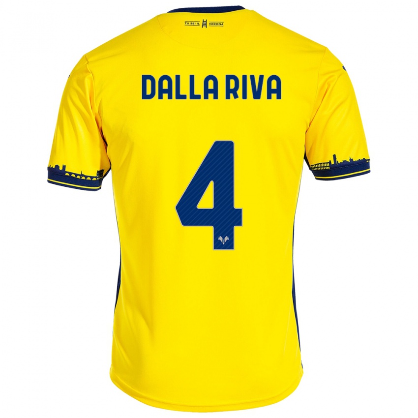 Herren Stefano Dalla Riva #4 Gelb Auswärtstrikot Trikot 2023/24 T-Shirt Belgien
