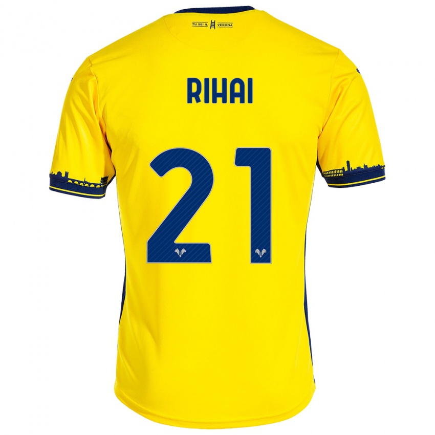 Herren Aiman Rihai #21 Gelb Auswärtstrikot Trikot 2023/24 T-Shirt Belgien