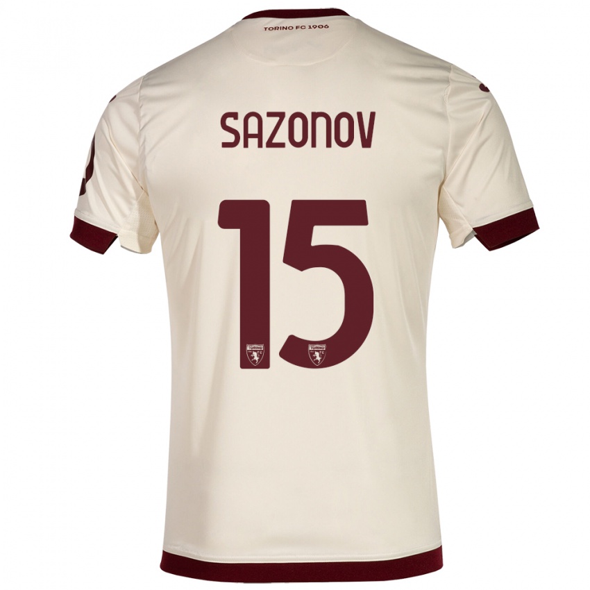 Herren Saba Sazonov #15 Sekt Auswärtstrikot Trikot 2023/24 T-Shirt Belgien