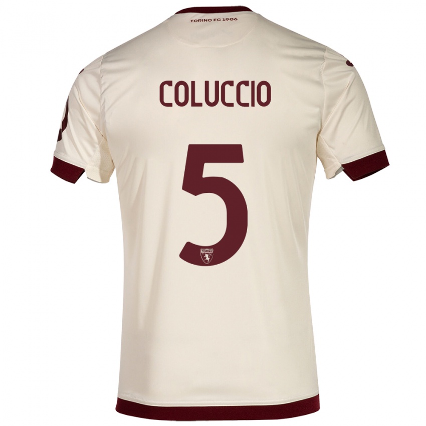 Herren Francesca Coluccio #5 Sekt Auswärtstrikot Trikot 2023/24 T-Shirt Belgien