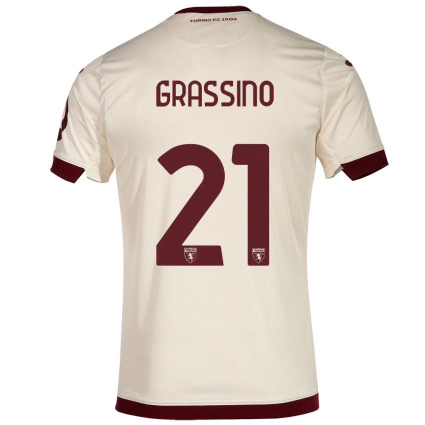 Herren Giulia Grassino #21 Sekt Auswärtstrikot Trikot 2023/24 T-Shirt Belgien