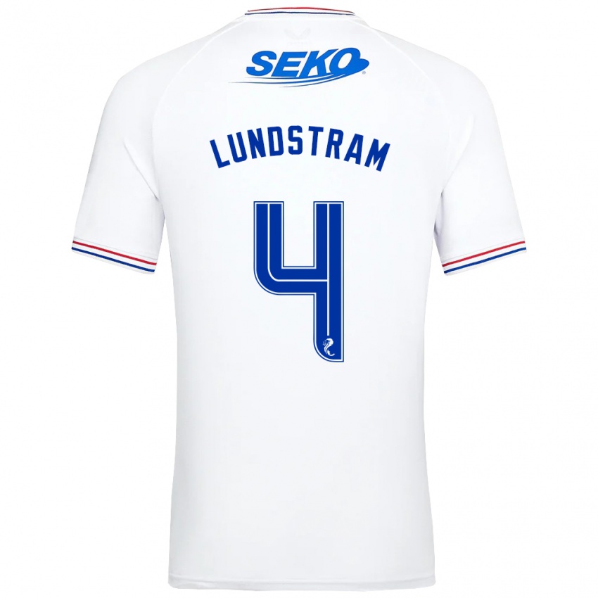 Homme Maillot John Lundstram #4 Blanc Tenues Extérieur 2023/24 T-Shirt Belgique
