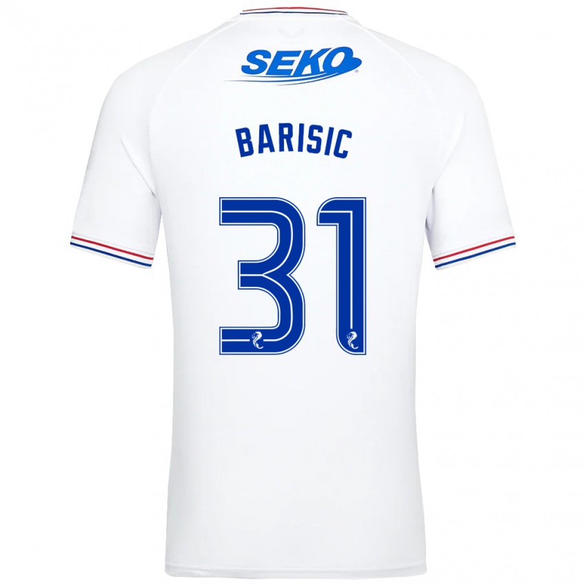 Homme Maillot Borna Barisic #31 Blanc Tenues Extérieur 2023/24 T-Shirt Belgique